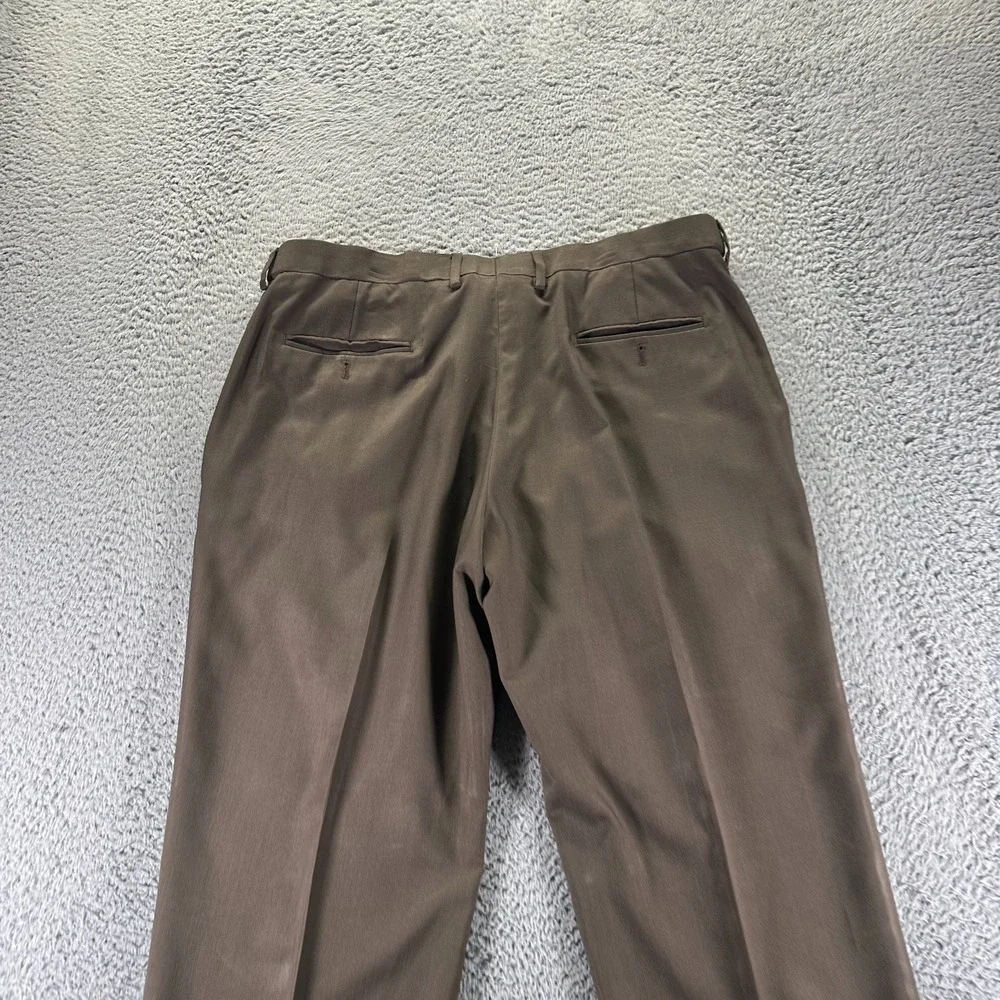 Haggar Pant Mens 38x29 Brown Polyester Dress Straight Leg Business Preppy Office